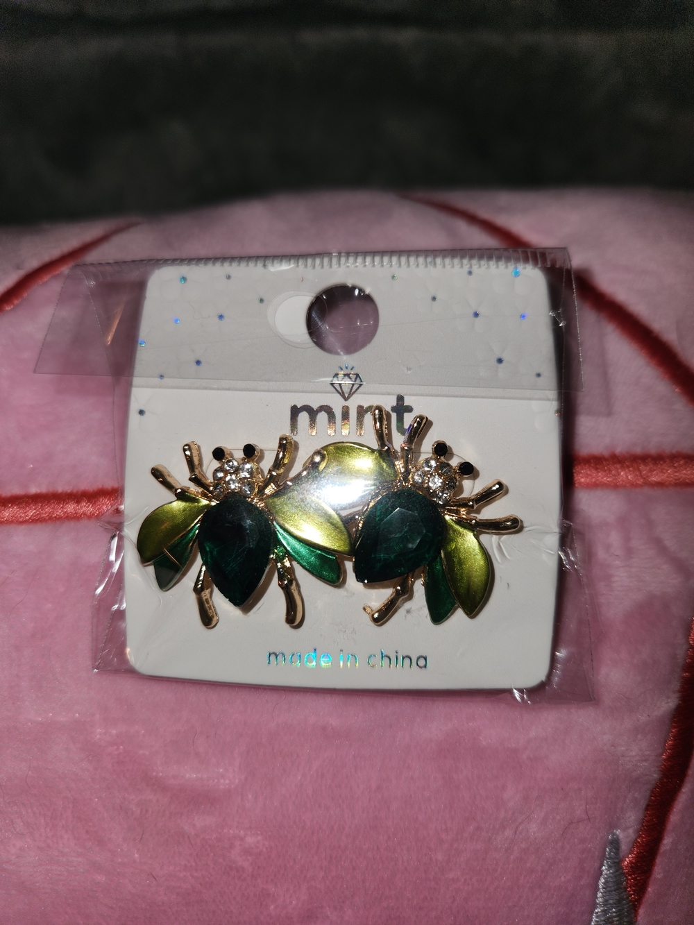 Mint Green Crystal Bee Earrings